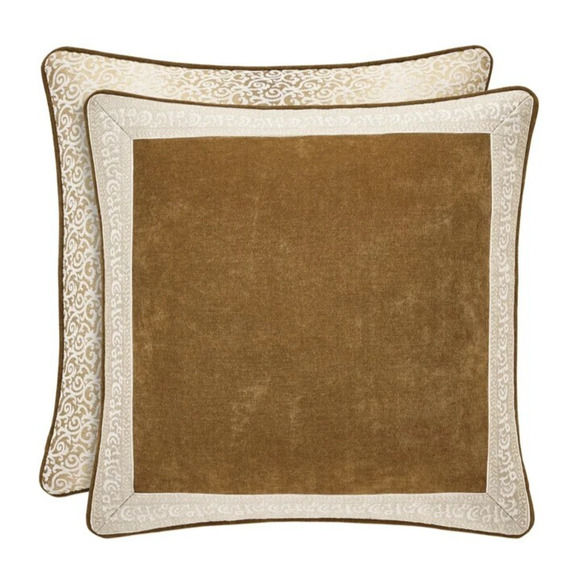J. Queen New York Gianna Gold Euro Sham New 26 x 26 Embroidered Trim Chenille - Picture 1 of 6